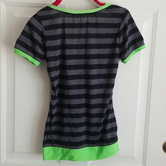 Handmade Psychobilly Punk Stripey Neon Shirt Heart - Picture 4 of 4